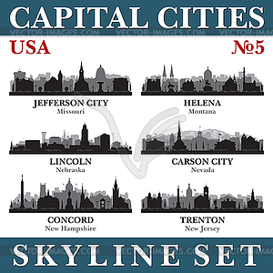Capital cities skyline set. USA. Part  - vector clip art