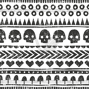 Seamless halloween pattern in tribal style. - vector image