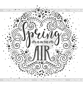 Весна в воздухе. буквенное дизайн спинным стилизованное - клипарт Royalty-Free