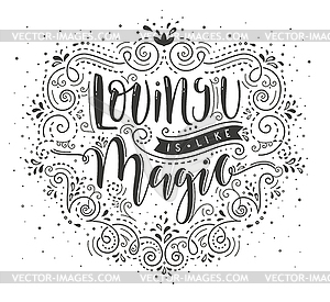 Loving you is like Magic. lettering background - vector image