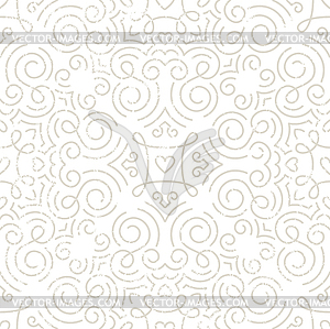 Silver vintage wallpaper with swirls and hearts - vector clip art