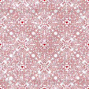 Seamless pattern with hearts in red - vector image