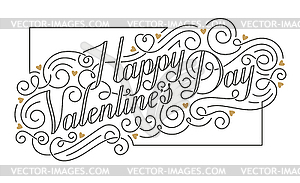 Happy Valentines Day card. calligraphic inscription - royalty-free vector clipart