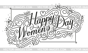 Happy Womens Day Calligraphic Text Design Element - royalty-free vector image