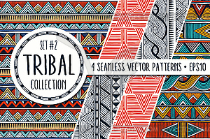 Colorful ethnic patterns collection. Set of 4 moder - vector image