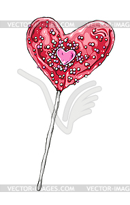 Heart shaped lollipop. Valentine - vector clipart