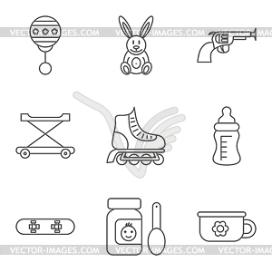 Baby thin line related icon set - vector clip art