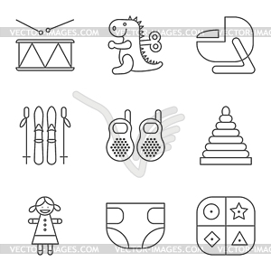 Baby thin line related icon set - vector image