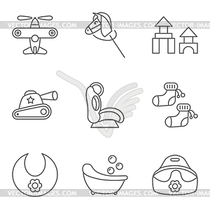 Baby thin line related icon set - vector EPS clipart