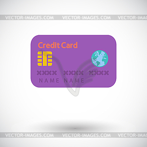 Credit card single flat icon - vector clip art