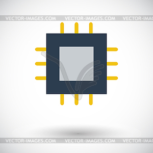 Electronic chip flat icon  - vector image