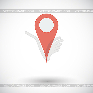 Map pointer single flat icon - vector clip art