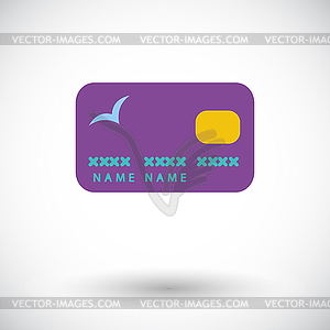 Credit card single flat icon - vector clipart