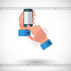 Руки держит мобильный телефон - клипарт в векторе / векторное изображение