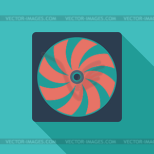 Radiator fan flat icon - vector clip art