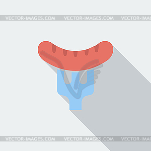 Sausage on fork - vector image