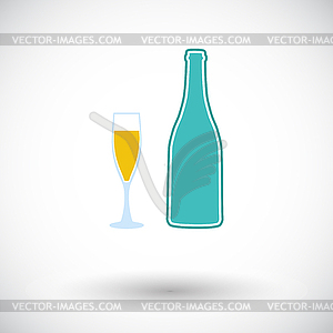 Wine flat icon - stock vector clipart