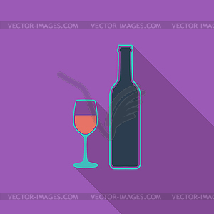 Вино плоский значок - изображение в векторном виде