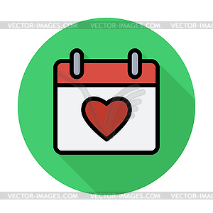 Calendar with heart - vector image