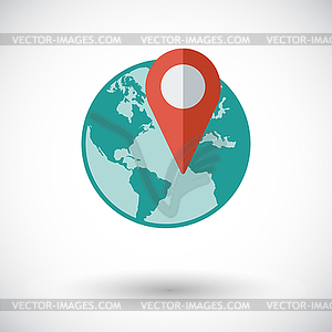 Globe with pin - vector image