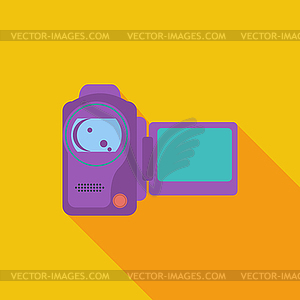 Video camera single flat icon - color vector clipart