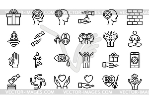 Conscious living icons set - vector clip art