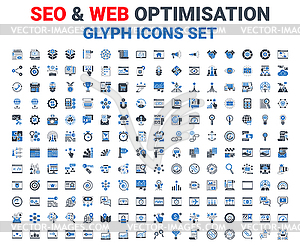 Glyph Icons Set of Search Engine Optimization - vector clipart