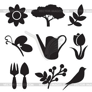 Gardening silhouette set - vector clipart