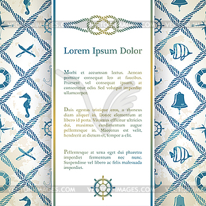 Invitation card with rope decor - vector image
