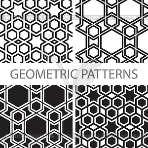 Seamless geometric tiling patterns - vector clipart