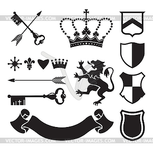 Heraldic silhouettes for signs and symbols - vector clipart