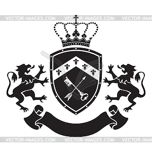 Герб - щит с короной, ключ и стрелкой, TW - изображение в векторе / векторный клипарт