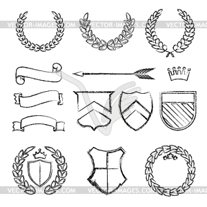 Silhouette laurel wreaths in different shapes - vector clipart