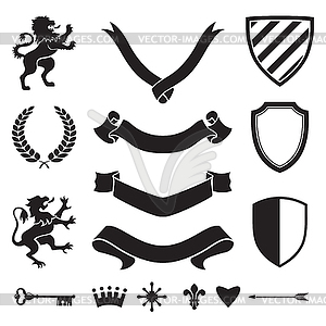 Heraldic silhouettes for signs and symbols - vector clip art