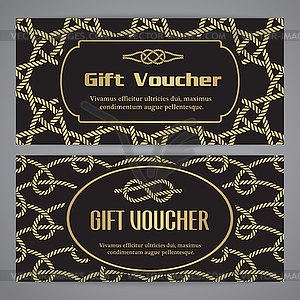 Gift voucher template with nautical pattern - vector clip art