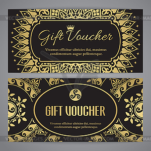 Gift voucher template with mandala ornament - vector clipart / vector image