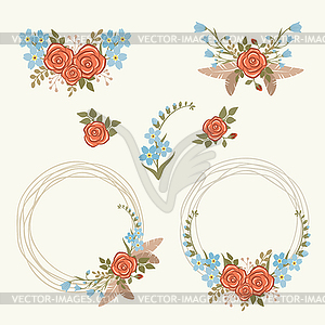 Romantic floral wreaths - vector image