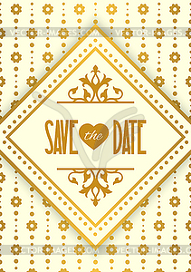 Свадебное приглашение в золотом цвете - векторное изображение клипарта