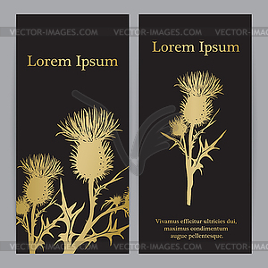 Decorative thistle (Carduus acanthoides) silhouette - vector clipart