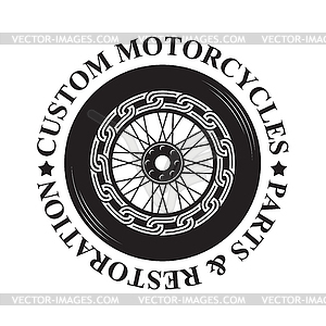 Motorcycle emblem in monochrome silhouette style - vector clip art
