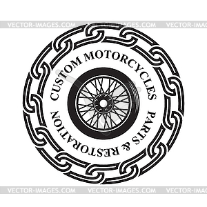 Motorcycle emblem in monochrome silhouette style - vector image