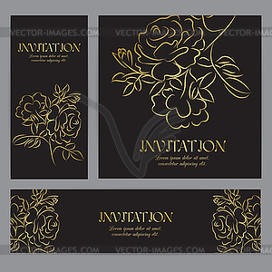 Background with gold rose graphic flowers - vector clipart