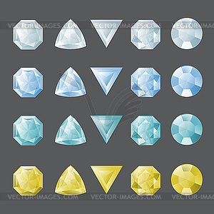 Набор драгоценных камней разных цветов - векторный клипарт