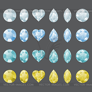 Set of gemstones in different colors - vector image