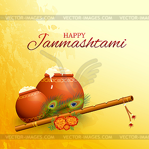 Happy Krishna Janmashtami greeting card - vector clip art