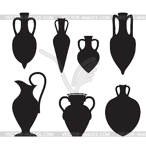 Set or different shape amphoras - royalty-free vector clipart