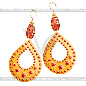 Multicolored golden earrings. subject of earrings - vector clipart