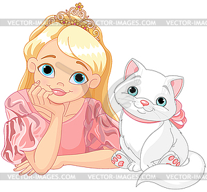 Princess and Cat - vector image