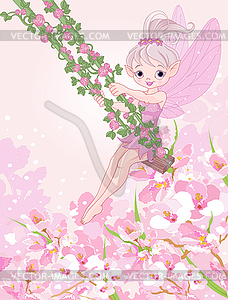 Pixy Fairy on Swing - vector clipart