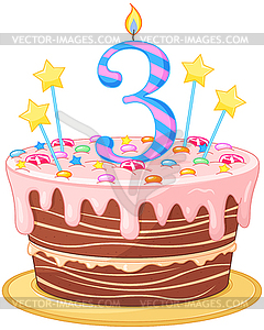 Торт ко дню рождения - стоковый векторный клипарт